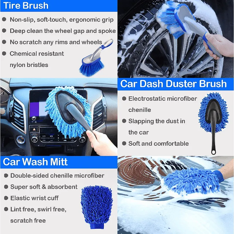 Automatic Car Wash Tool Brush 26 PCS Set Electric Drill Brush